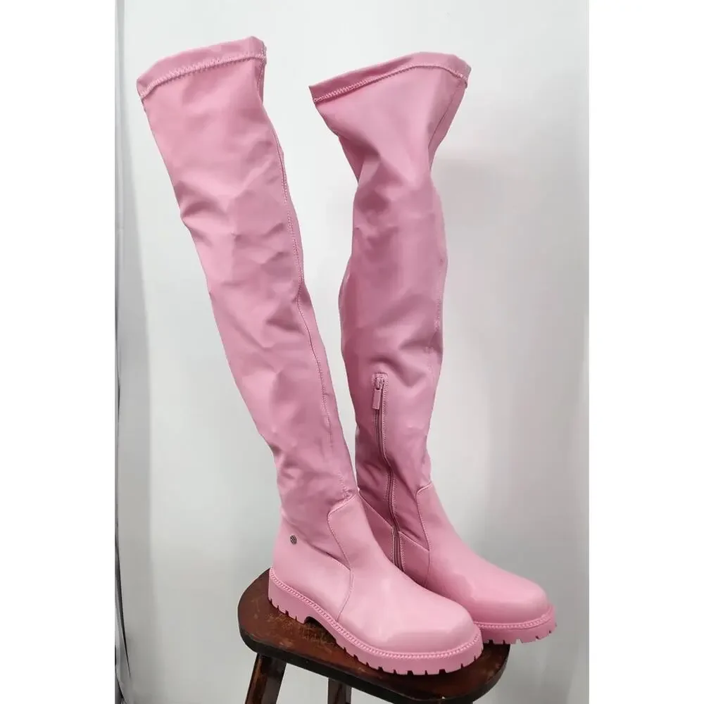 Women's Over The Knee Pink‎ Thigh High Chunky Low Heel Boots Fall Boots Size 8.5